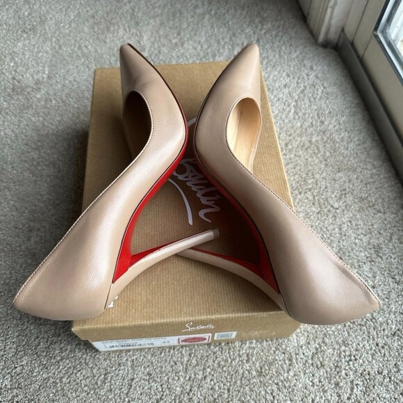 Christian Louboutin Apostrophy Pump 100 NAPPA Nude - Picture 2 of 16